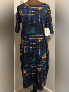 LuLaRoe Julia Geometric Tribal Midi Dress